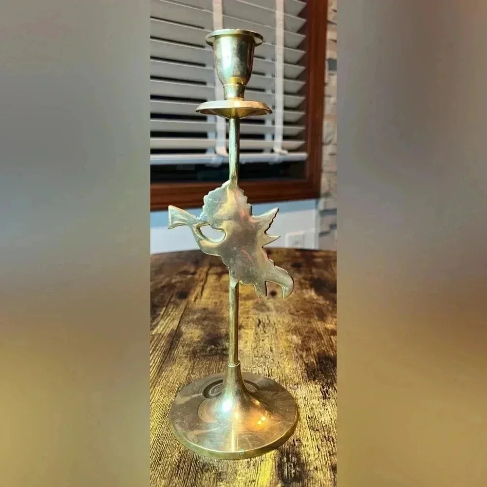 VINTAGE: Cherub brass candlestick holder